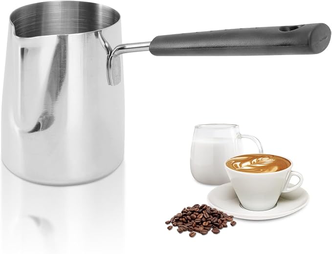 Classics Turkish Coffee Pot, 21oz/600ml Stainless Steel Milk Frothing Jug Long by Hapivida