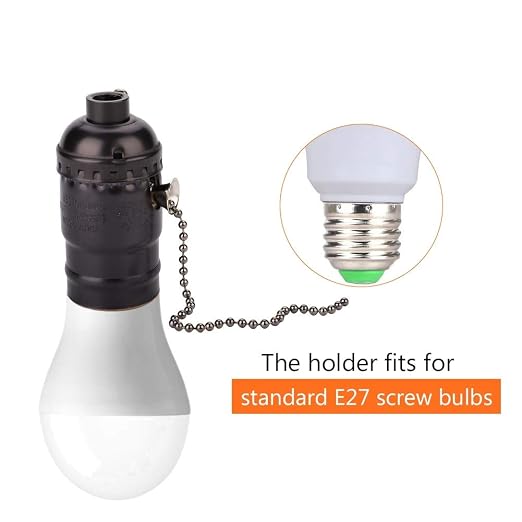 Maxmartt Antique Pull Chain Lamp Socket E27 Lamp Holder Aluminum Vintage Light - Image 2