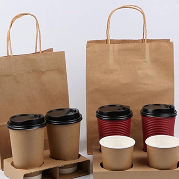 OUNONA Corrugated 2-Cup Drink Carrier Tray 50-Pack Sturdy Fixed Base Paper Cup - Image 3