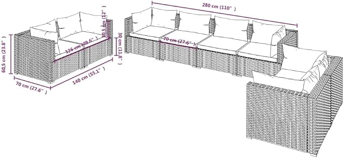 8-Piece Garden Lounge Set, Modular Durable Furniture - Image 7