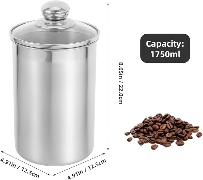 Stainless Steel Canister 59 Oz Coffee Beans Storage Tank, Tea And Grains - Image 4