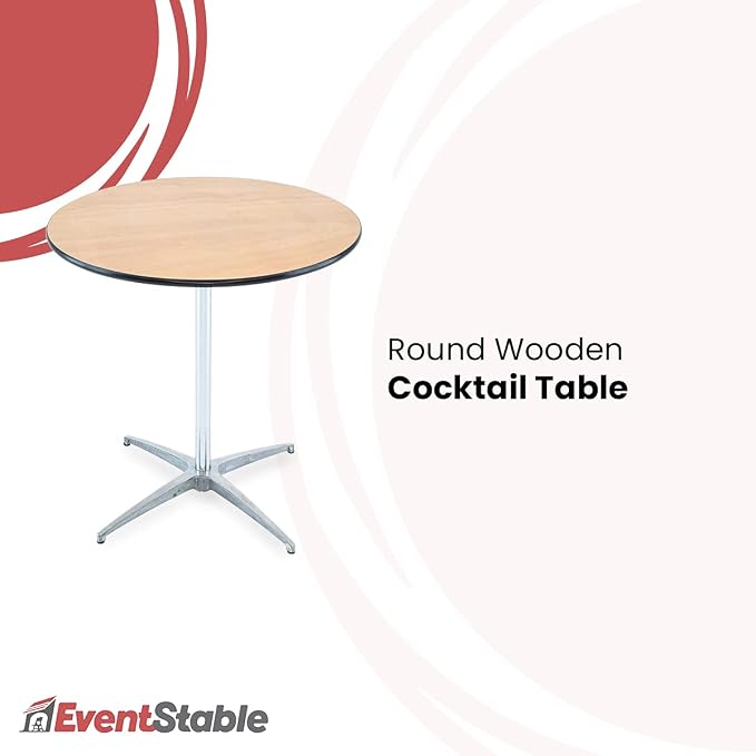 EventStable Titan Series 36" Round Classic Wooden Cocktail Table - Image 5