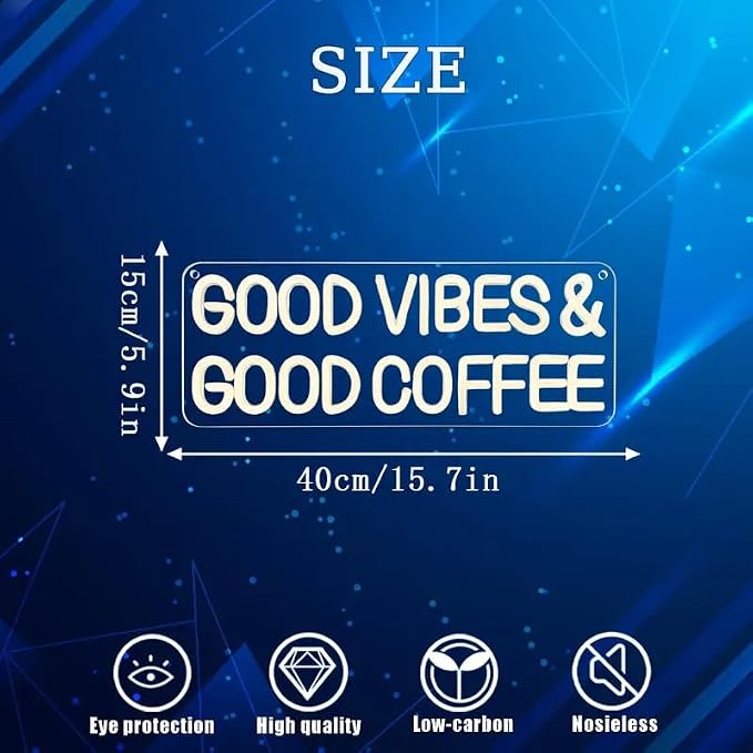 Good Vibes & Good Coffee LED Neon Sign Coffee Bar Shop Cafe Drink Neon Light - Image 3