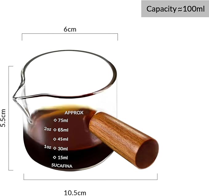 Espresso Cups with Handle 100ml Expresso Shots Glass Cup with Spout and Scale - Image 2