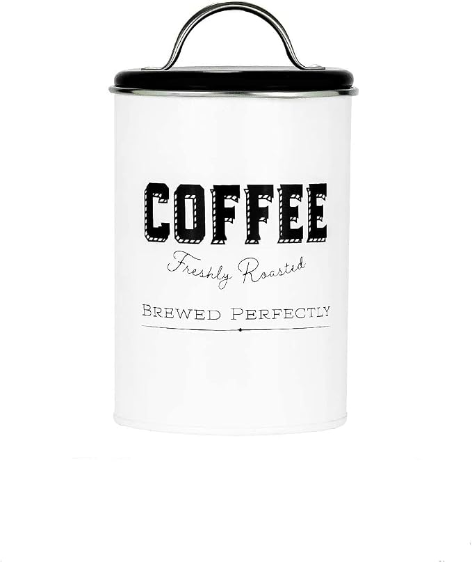 Amici Home Cottage Metal Coffee Canister - 42 oz Modern Black & White Tin by AmiciHome