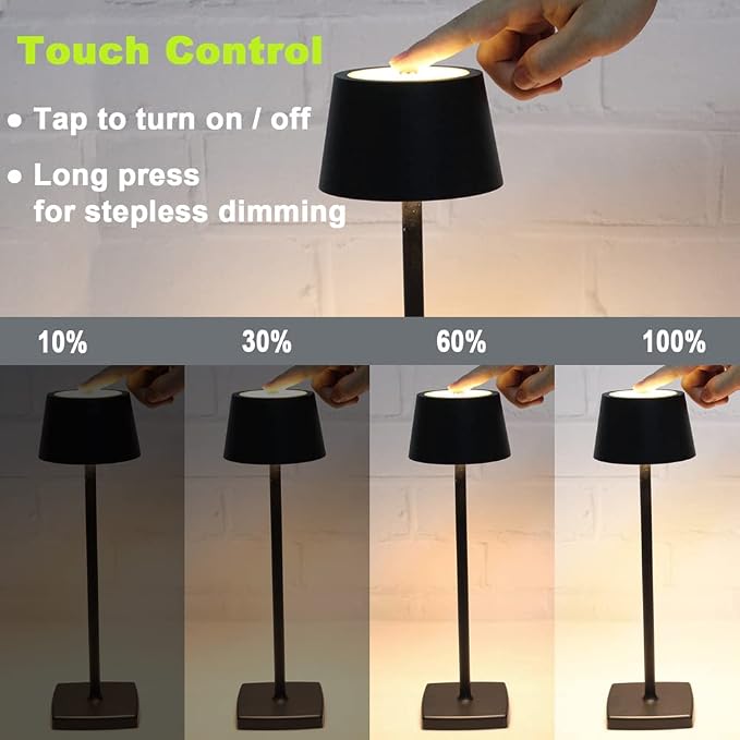 Cordless Table Lamp, 6000mAh Rechargeable Battery, IP54 Waterproof, All - Image 3