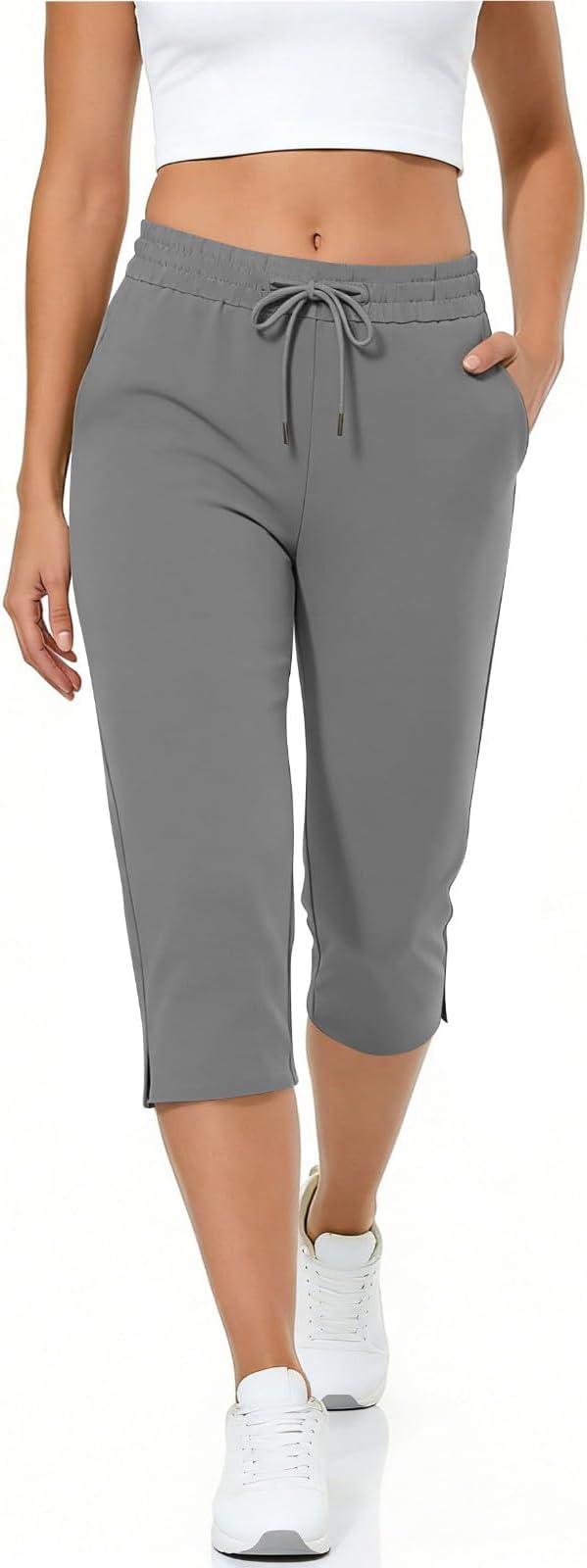 Capri Yoga Pants for Women Drawstring Elastic Waisted Trousers Summer Jogger - Image 8
