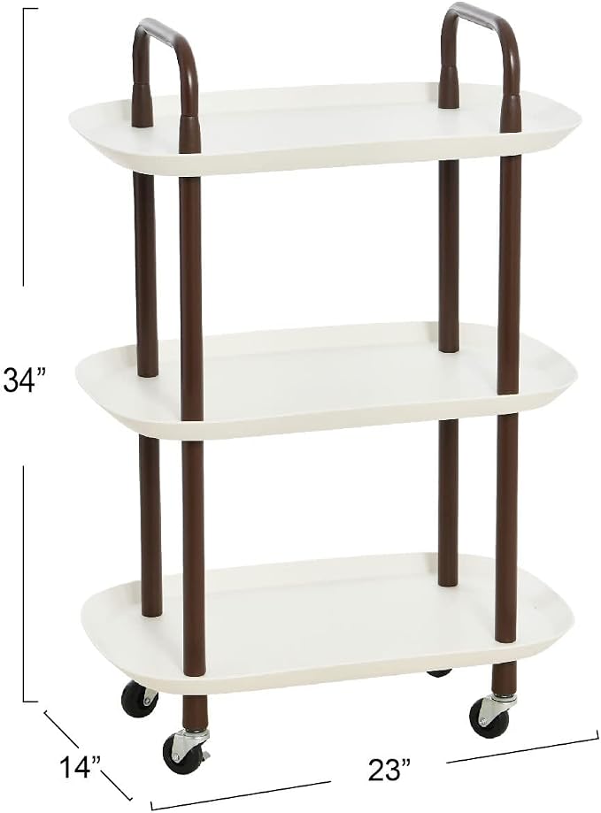 Main + Mesa Modern Plastic and Metal 3-Tier Trolley - Image 3