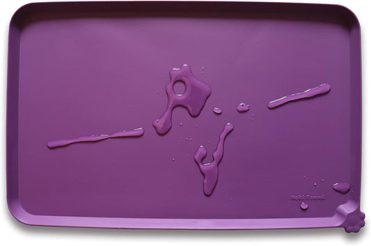 Hoki Found Waterproof Pet Feeding Mats with High Lips, Multiple Size and Colors for Dogs, Cats & Others -Eggplant