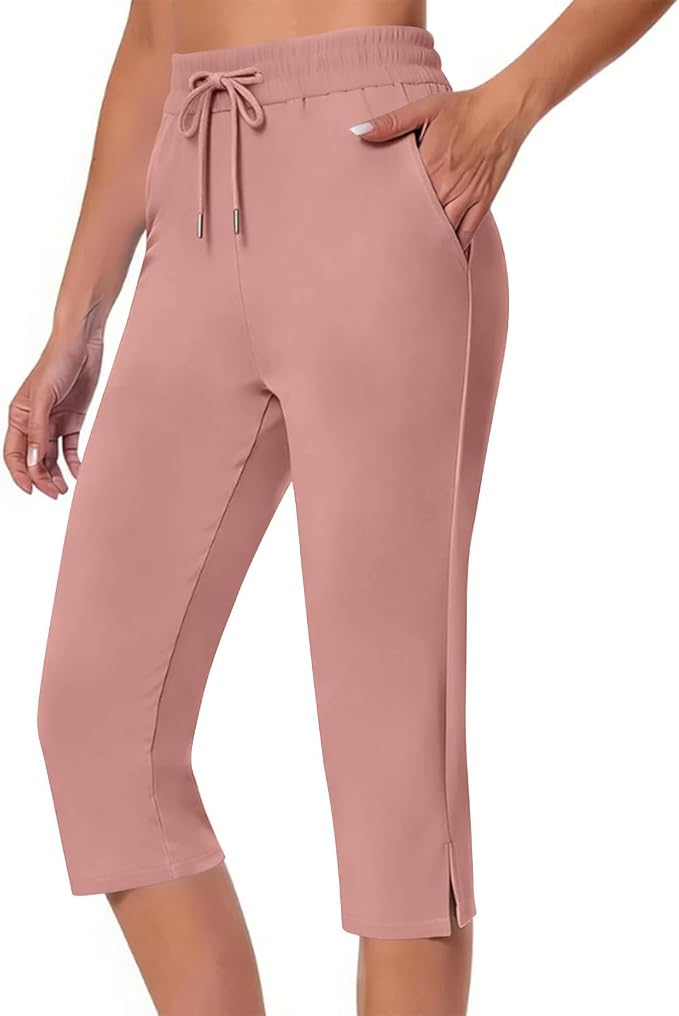 Capri Yoga Pants for Women Drawstring Elastic Waisted Trousers Summer Jogger by Unknown