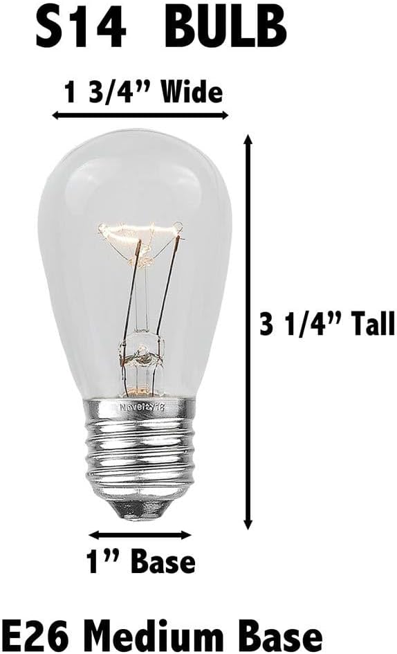 Novelty Lights 100 Feet, 50 Suspended E26 Sockets, S14 String Light Set - Image 7