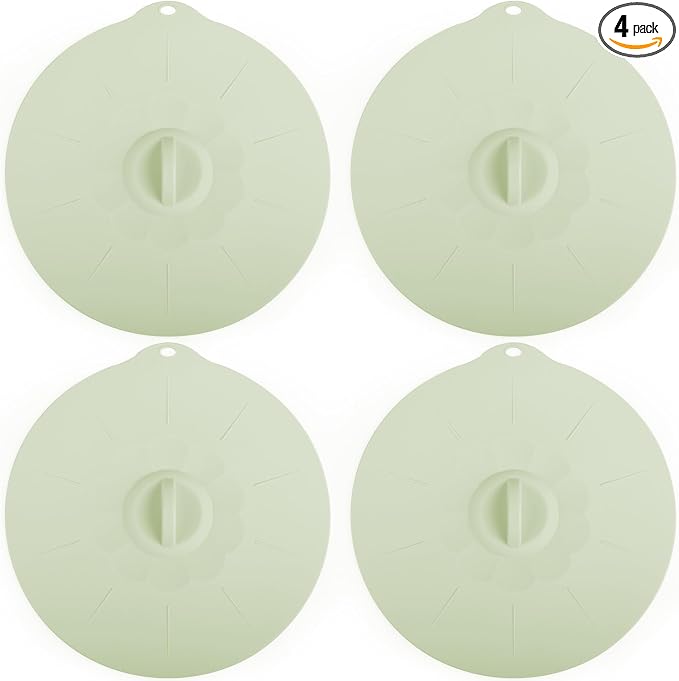 4 Pack 9.4" Silicone Lids for Cups Bowls Plates Pans, Microwave Splatter Cover by veelam