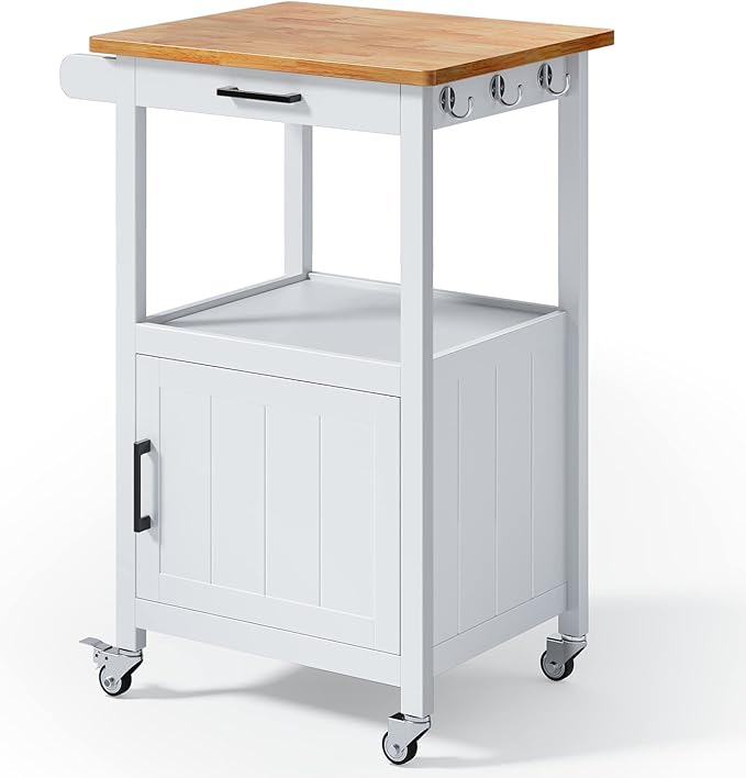 Qsun Kitchen Cart with Drawer, Small Kitchen Island on Wheels, Microwave Cart by Qsun