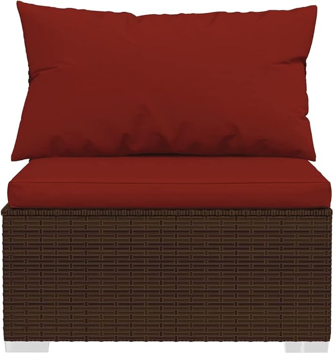 7-Piece Garden Lounge Set Brown PE Rattan Modular Outdoor Sectional Sofa - Image 6