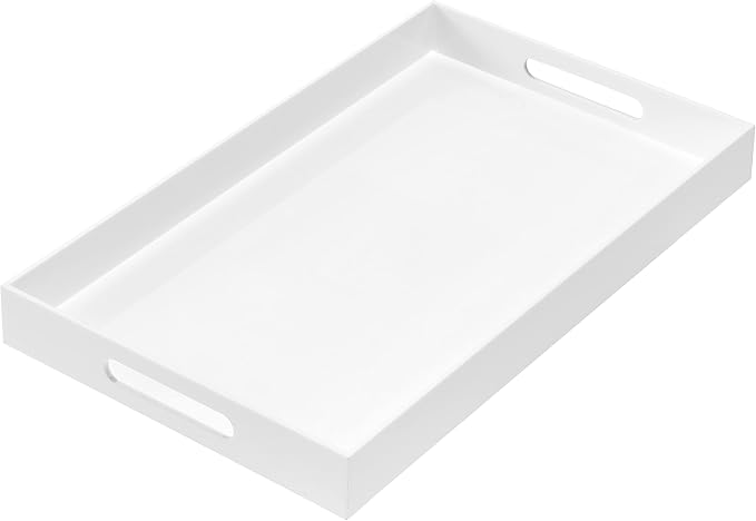 Glossy White Sturdy Acrylic Serving Tray by DesignwithPracticality
