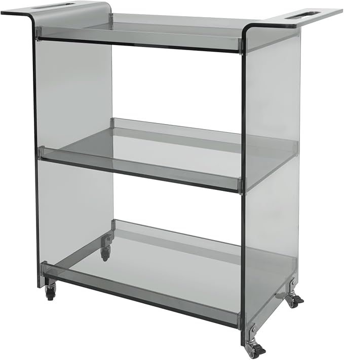 Acrylic Rolling Serving Cart, 3 Tier Clear Bar Cart, Acrylic Serving Storage by Unknown
