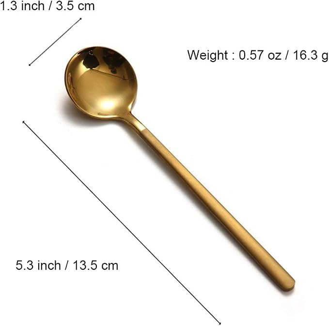 8 PCS Mini Coffee Spoons Teaspoons 5.3-Inch Matte Gold Frosted Handle Stainless - Image 7
