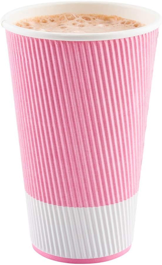Restaurantware Ripple Wall Coffee Cups 25 Count 16 Ounce Insulated Light Pink - Image 9