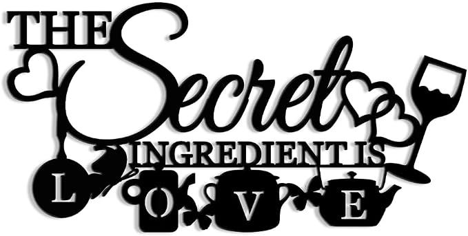 XORT The Secret Ingredient is Love Metal Wall Art Sign, Farmhouse Dining Room by XORT