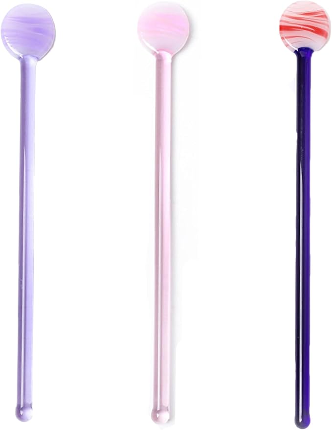 3 Pieces Glass Swizzle Sticks Cocktail Stirrers Clear Mixing Spoon Coffee Tea by TMXAOK