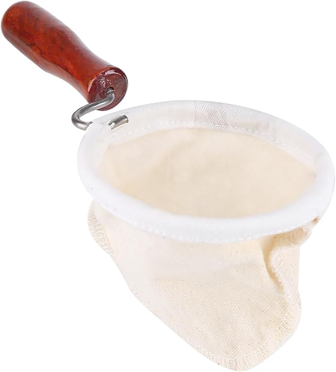 Coffee Strainer Cloth with Wooden Handle Coffee Filter Reusable Cafe Cloth Bag - Image 4