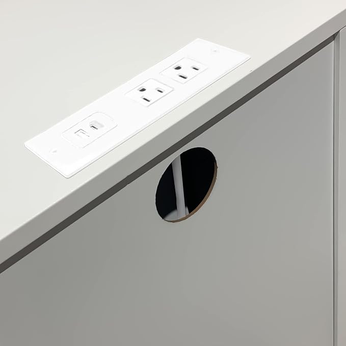 White End Table with Charging Station and 3 Storage Drawers, Modern Side Table - Image 6