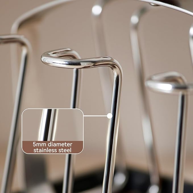 Stainless Steel 6 Cups Mug Holder Drying Rack Stand Drinking Glass Cup Holder - Image 4