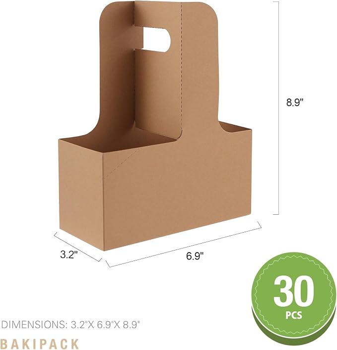 2 Cup Drink Carrier with Handles, 30 Sets Kraft Paperboard Cup Carriers of - Image 5