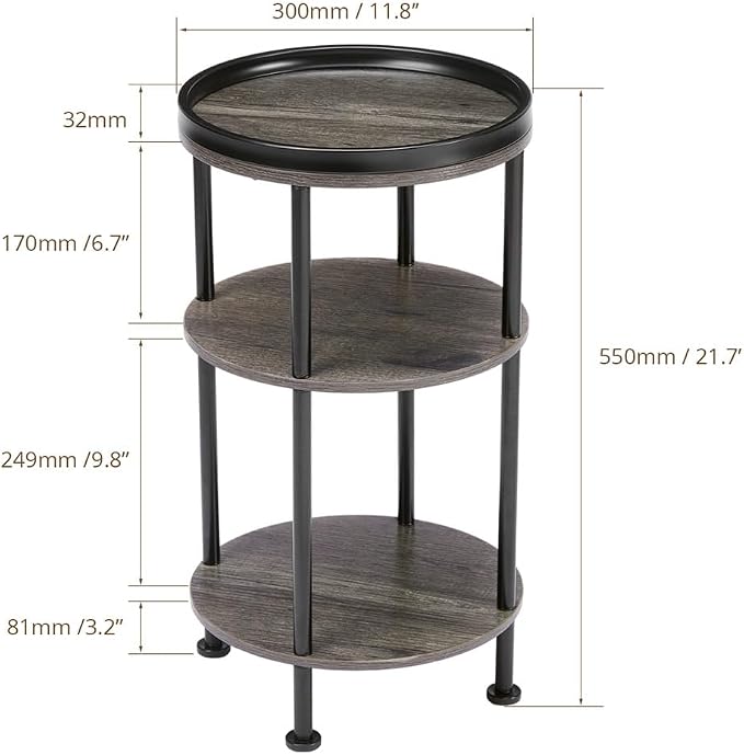 Small Round Side Table, Rustic Grey End Table - Image 3