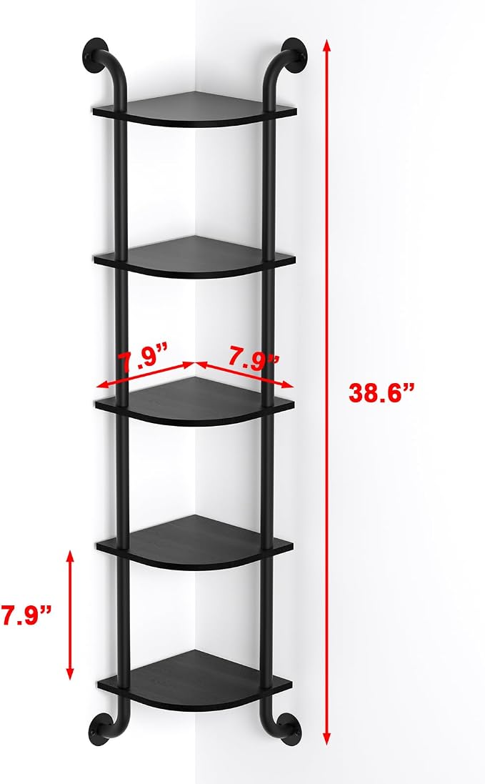 Tinpin Corner Shelf 5-Tier, Wall Shelves - Image 3