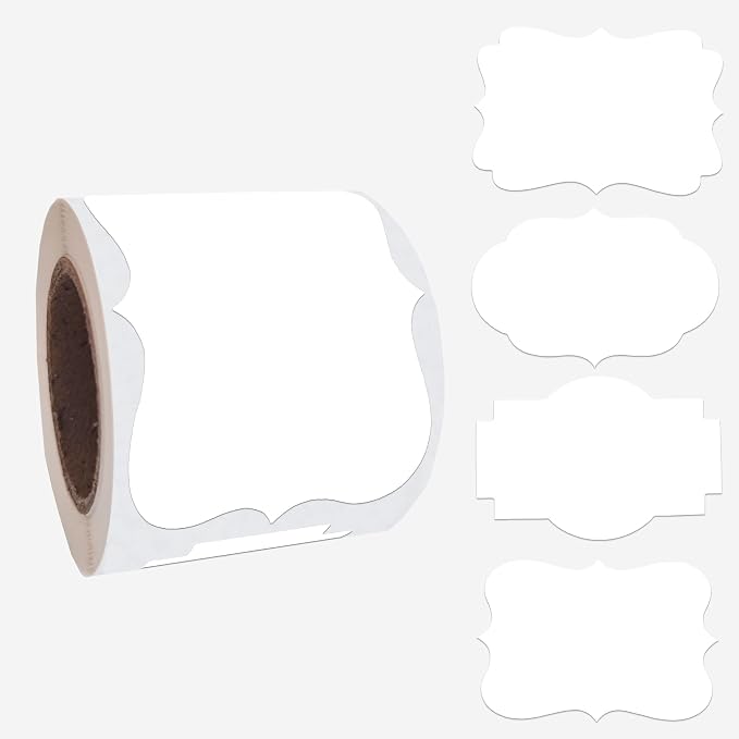 SALEMAR White Label Sticker, 2x3 inch Fancy Shape Labels by SALEMAR