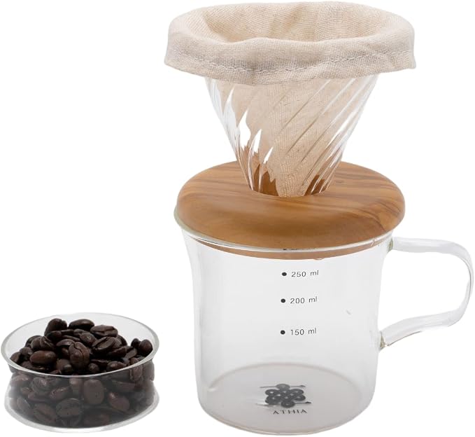ATHIA Glass Pour Over Coffee Dripper Set, Glass Cone Dripper, Reusable Cloth - Image 9