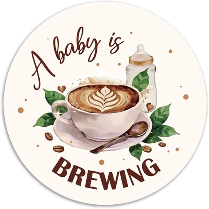 60 Pcs A Baby is Brewing Baby Shower Stickers by Unknown