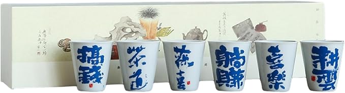 40ml/1.5oz Blue Grey Glazed Handwritten Fragrance Cup Creative Personalized by CAPIJIONG