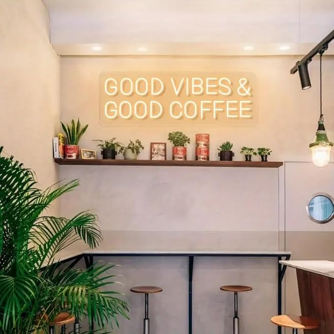 Good Vibes & Good Coffee LED Neon Sign Coffee Bar Shop Cafe Drink Neon Light - Image 2