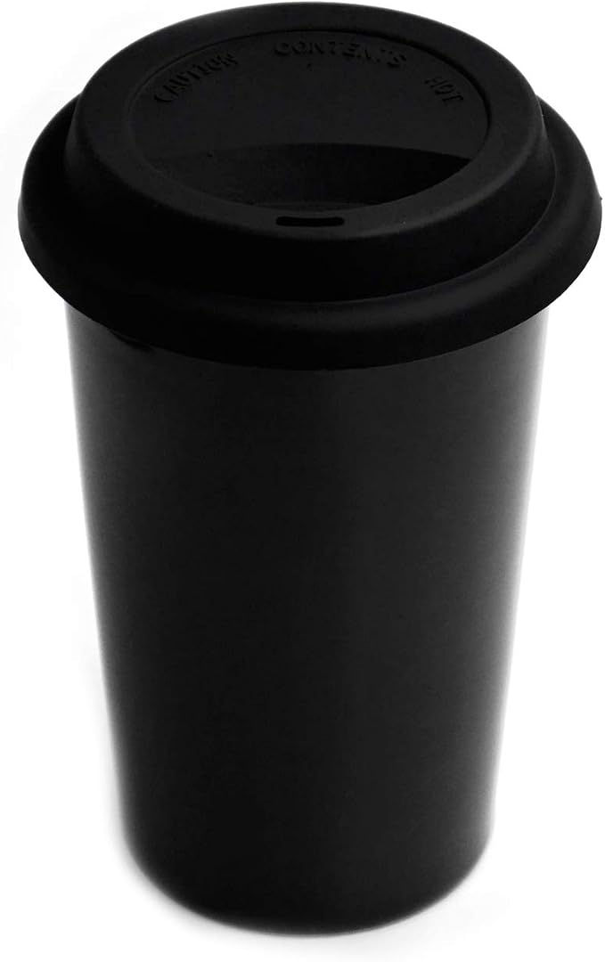 Reusable Double Wall Insulated White Ceramic Travel Coffee Cup by UDMGCeramicCups