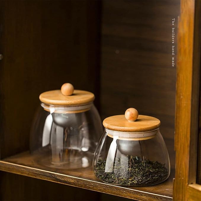 Glass Jar with Airtight Bamboo Lid Coffee Bean Jar Container Storage - Image 3