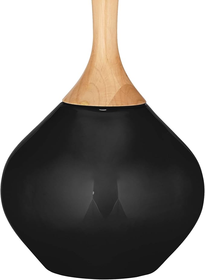 Color + Plus Wexler Modern Table Lamp 31" Tall Tricorn Black Glass Wood Neck - Image 4