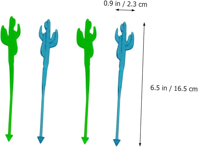 DECHOUS Cactus Design Cocktail Swizzle Sticks 40pcs Disposable Drink Stir Sticks - Image 2