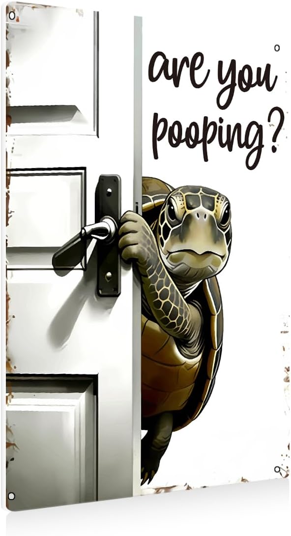 BEASTZHENG Metal Tin Sign Vintage Sea Turtle Metal Sign, Funny Bathroom Wall Art by BEASTZHENG