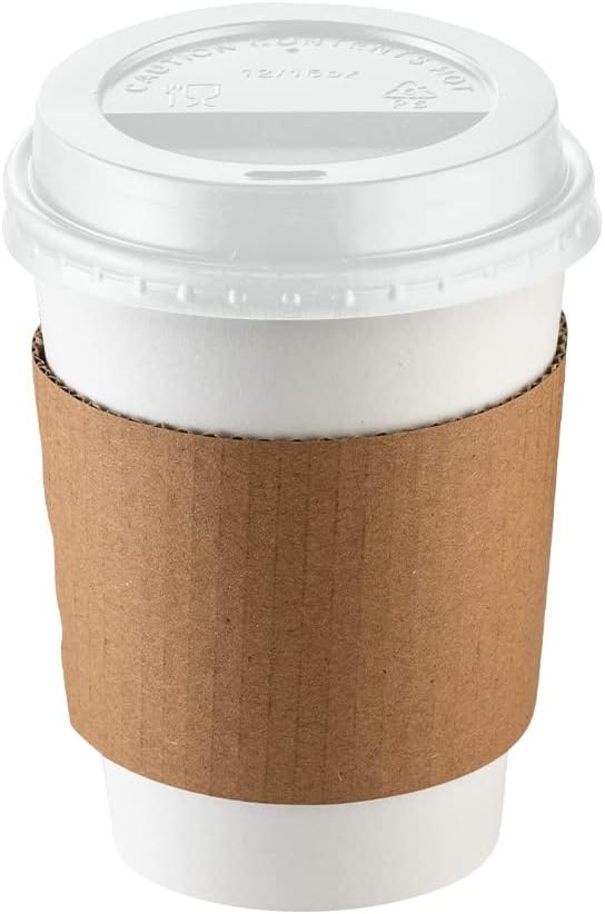 GUSTO [50 Sets - 12 oz. Disposable White Coffee Cups - To Go Paper Hot Cups - Image 2