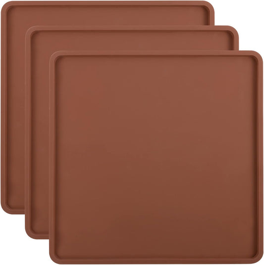 Aulock 3 Pcs Silicone Food Dehydrator Sheets with Edge, Compatible with Cosori/Excalibur/Magic Mill 14" x 14" Trays, Square Non-stick Tray Liner, High Temperature Resistance Reusable Dryer Mats