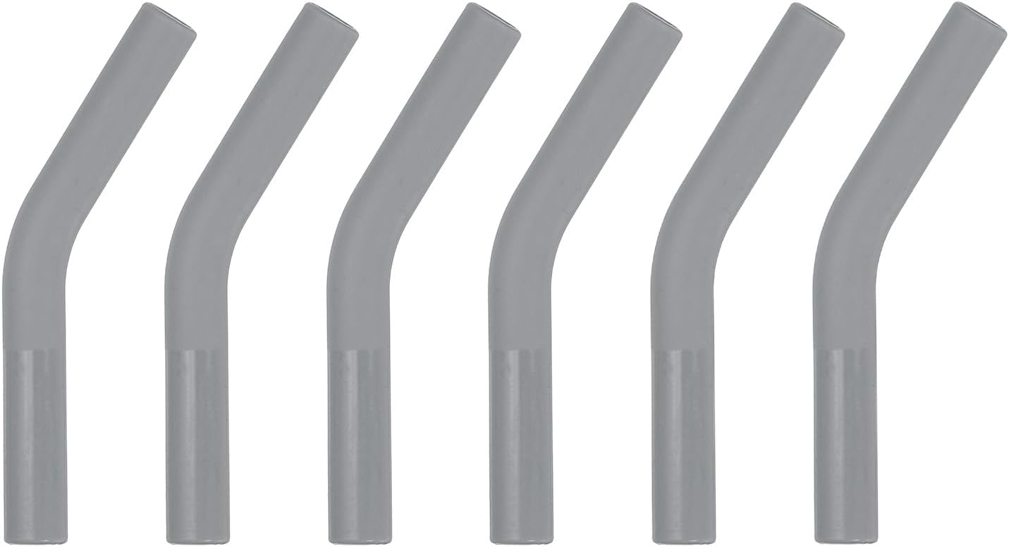 uxcell 6Pcs Silicone Straw Tips, Silicone Straw Elbows Tip, Soft Reusable Metal Straw Covers Fit for 8mm/0.31" OD Stainless Steel Straws, Grey