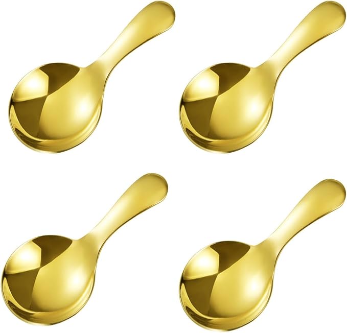 4PCS Mini Scoop for Canisters, Stainless Steel Short Handle Spoon Salt Spoons by WenTigDY