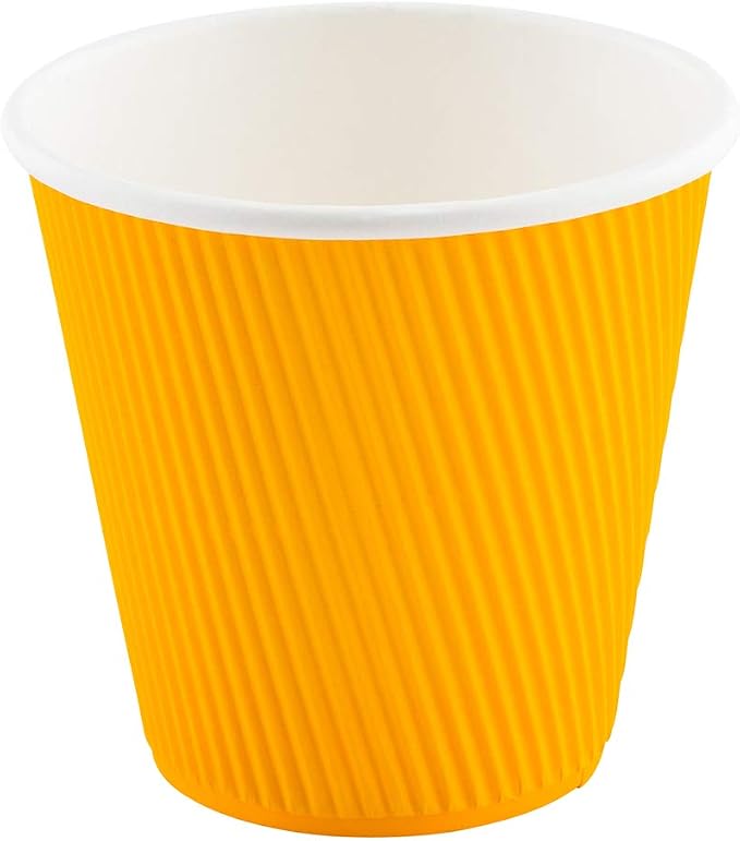 Restaurantware Ripple Wall Coffee Cups 25 Count 8 Ounce Insulated Yellow Paper - Image 7