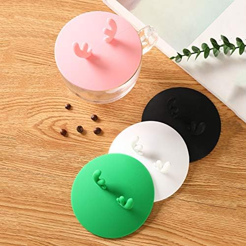 4Pack Cute Antler Silicone Cup Lid Cover, Deer Ear Animal Rubber Drink Glass - Image 5