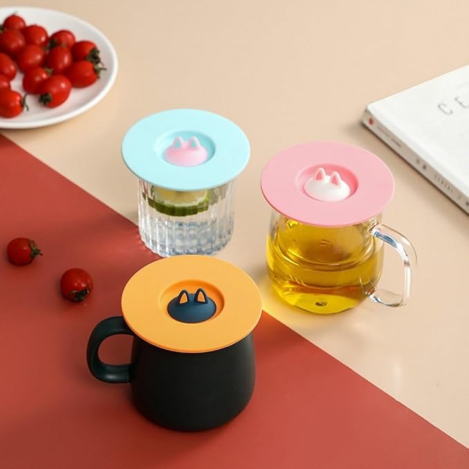 Dustproof Cup Cover Reusable Cup Lid Silicone Mug Lid 3D Cat Ears Mug Lid - Image 7