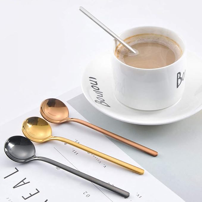 8 Pcs Coffee Spoons Teaspoons 5.3-Inch Matte Frosted Handle Stainless Steel - Image 3