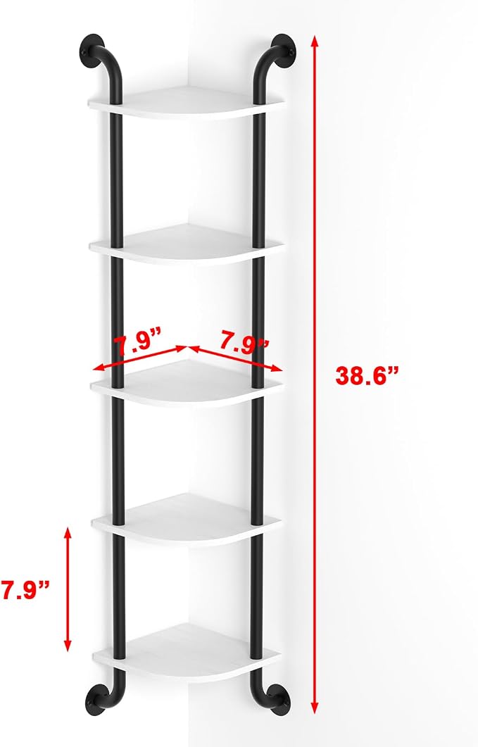Tinpin Corner Shelf 5-Tier Wall Shelves, Floating Corner Shelves, Wall Mounted - Image 3