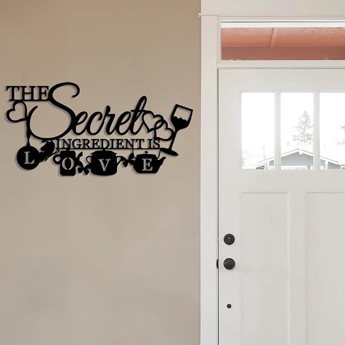 XORT The Secret Ingredient is Love Metal Wall Art Sign, Farmhouse Dining Room - Image 3